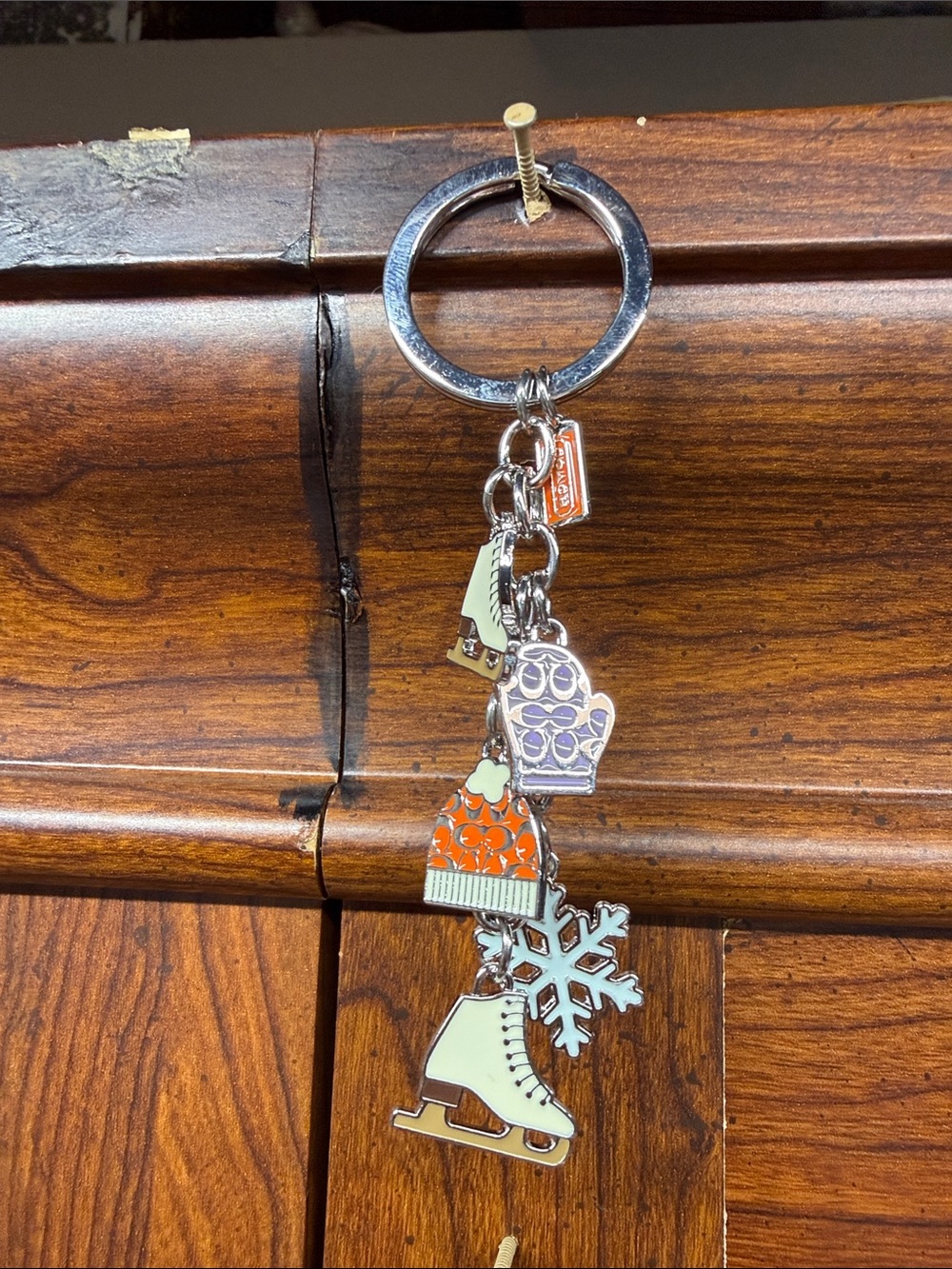 NWOT Coach Holiday Ice Skate Charm Keychain - Winter Hat & Snowflake